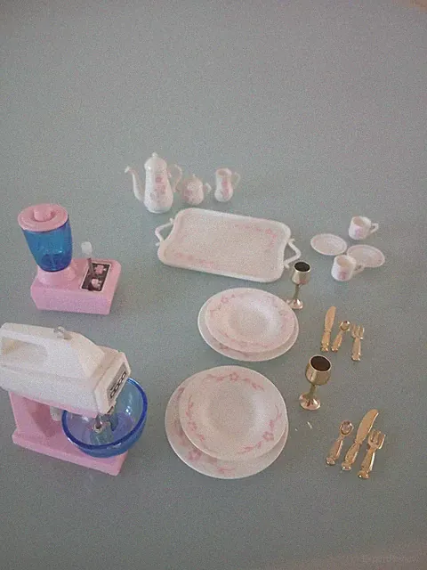 Vintage Küchenzubehör für Barbie 80er/90er Konvolut Geschirr Mixer Rührgerät