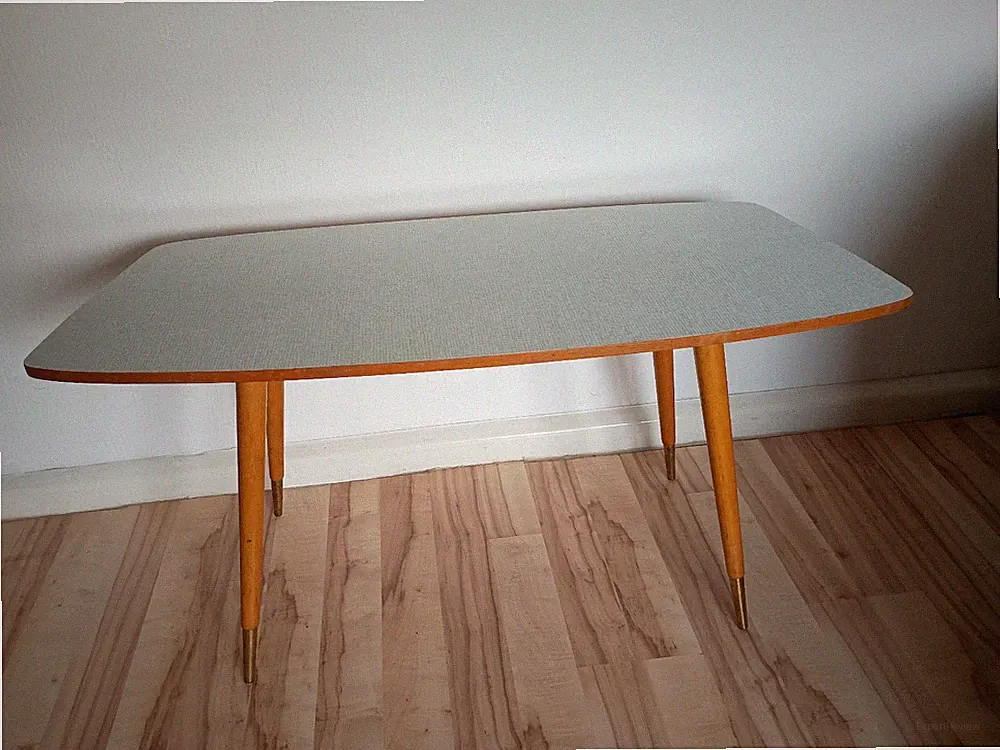 Vintage Mid Century 6114 Nierentisch Ilse Möbel 50er Jahre Bambusoptik resopal