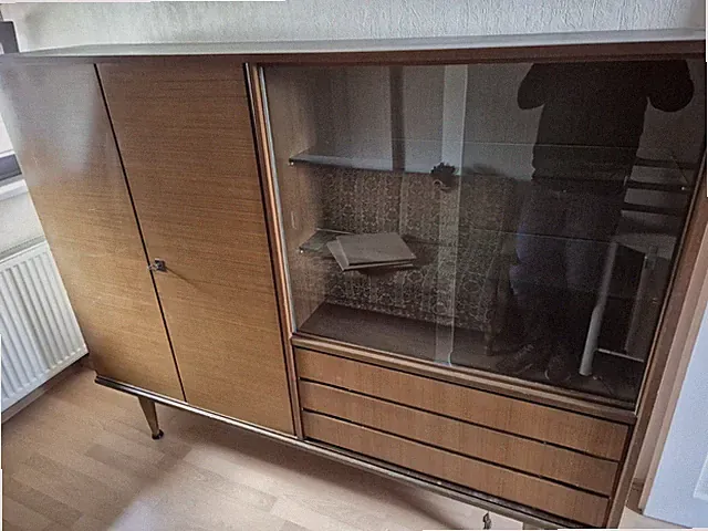 Vintage Mid Century Highboard / Vitrinenschrank 1960er Retro