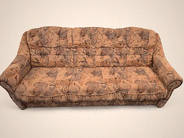 Vintage Polstergarnitur Sofa + Sessel beige gemustert Retro 90er Wohnzimmer