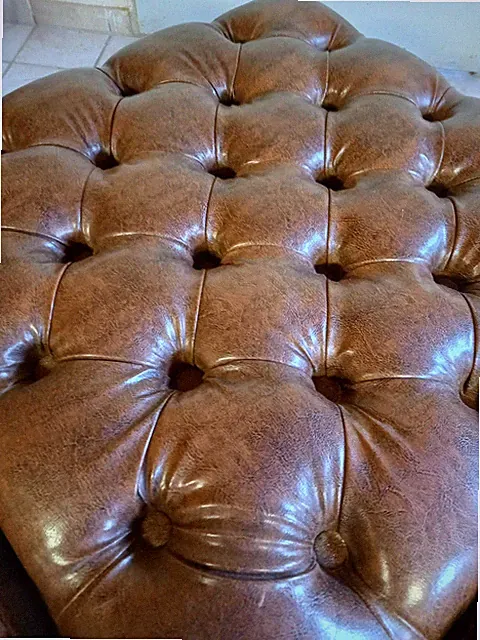 Vintage Pouf Hocker Kunstleder Sitzhocker Polsterhocker 60cm Couchtisch Ablage