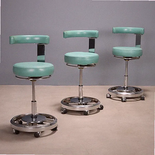 Vintage Professionelle Hocker Metall Kunstleder Design 80er Jahre Originell