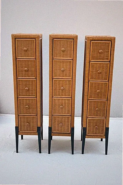 Vintage Rattan-Schubladenschrank mit 5 Schubladen – 101 cm