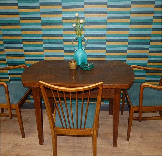 vintage schlichter 60er Jahre Eßtisch 70x118/200 Tisch ausziehbar dunkel MCM
