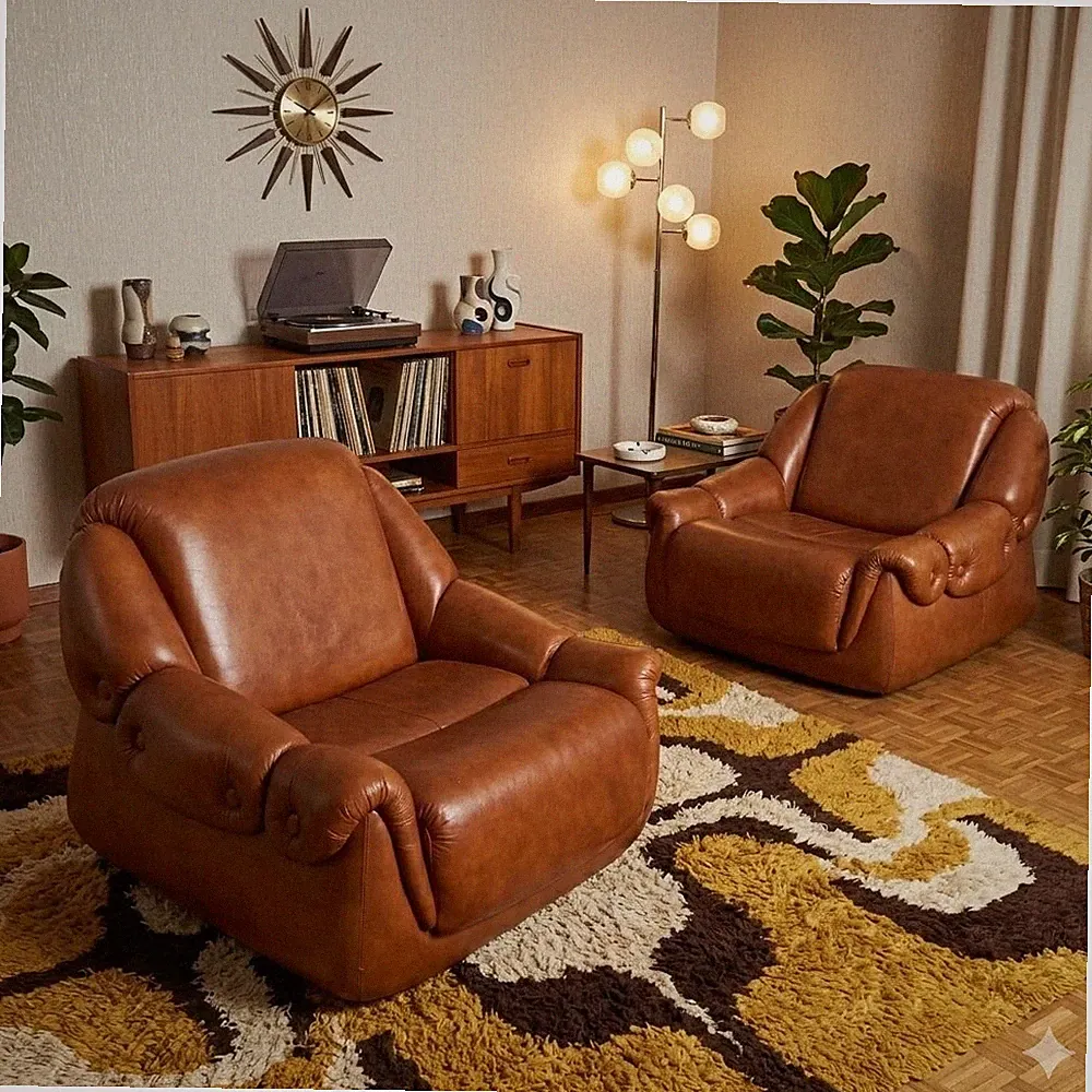 Vintage Sessel Kunstleder Schaumpolsterung der 70er Jahre