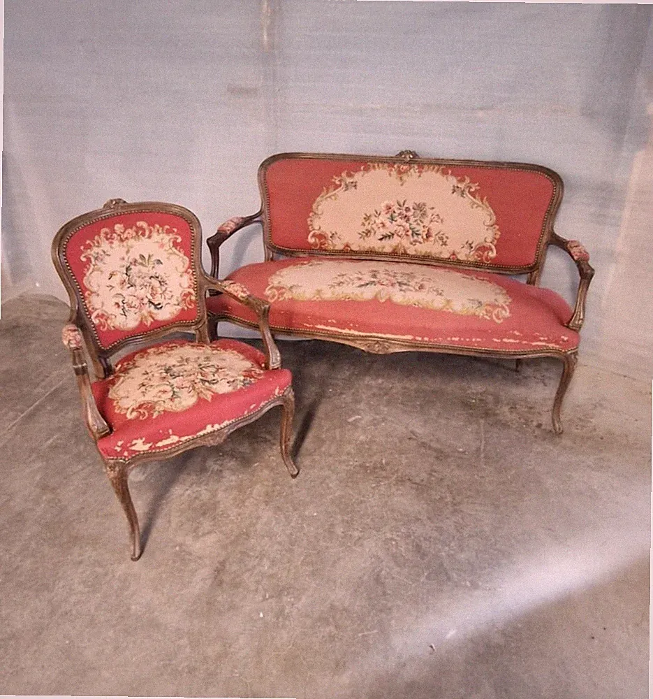 Vintage SOFA COUCH SITZ LIEGE MÖBEL Barock Rokoko Louis - Sofa & Stühle antik