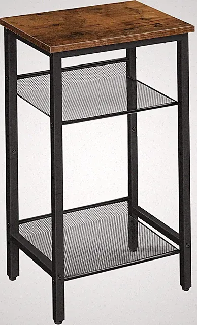 Vintage Sofatisch mit verstellbaren Regalböden, Industriedesign, Dunkelbraun
