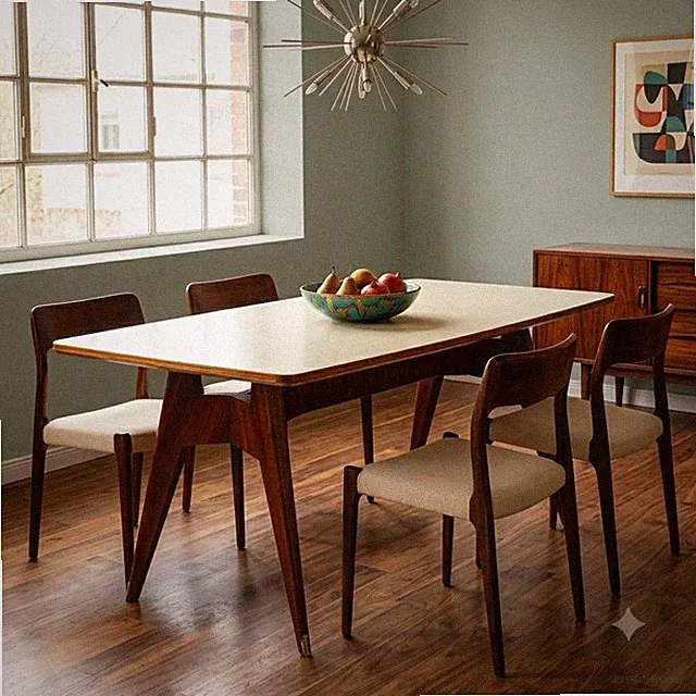 Vintage Tisch Exotisches Holz Glas Design der 50er-60er Jahre Originell