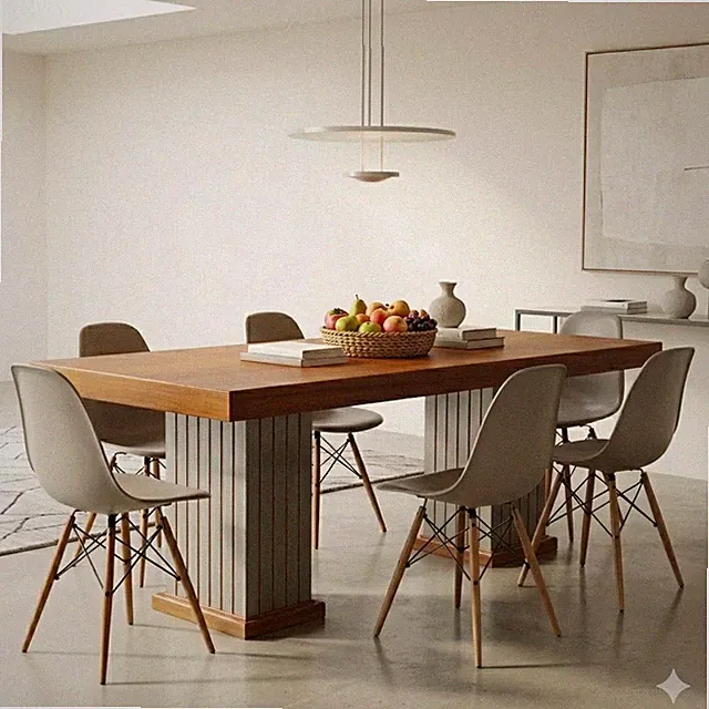 Vintage Tisch Mahagoni Furniert Maser Aluminium 70er-80er Jahre Originell