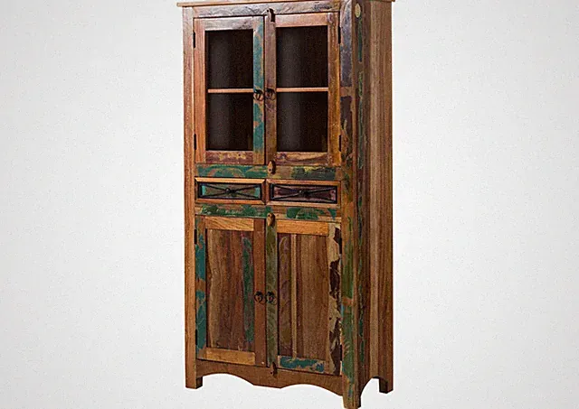 Vintage Vitrine groß Anrichte Schrank 180x90 recyceltes Altholz massiv Unikat