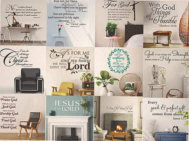 Vinyl Wandaufkleber Bibel Christian Strophe Religiös Zitat Kunst Badezimmer Deko