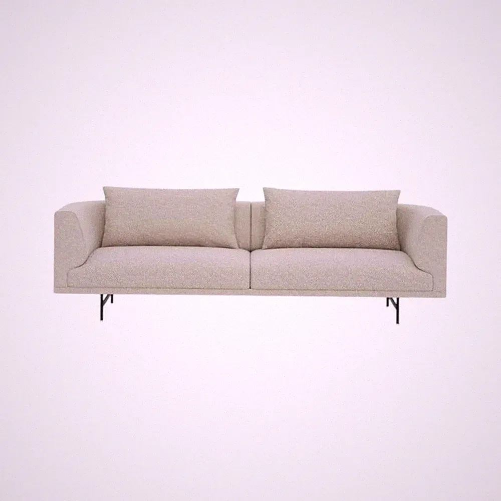 Vipp Sofa Chimney Stoff Bark Grau Braun Gestell Stahl Schwarz Pulverbeschichtet
