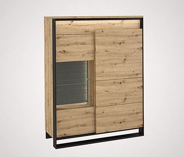Vitrine 11x140x41 cm QUANT QA-06 Schrank Vitrinenschrank 2 Türiger mit LED Licht