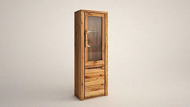 Vitrine 2551 Greta Glasvitrine Schrank Wohnzimmer Eiche teilmassiv geölt 70 cm