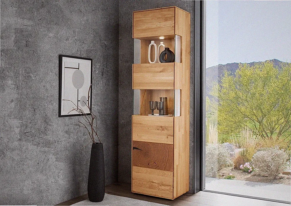 Vitrine 50x202cm Massivholz Eiche Wildeiche massiv NEU OVP!!!