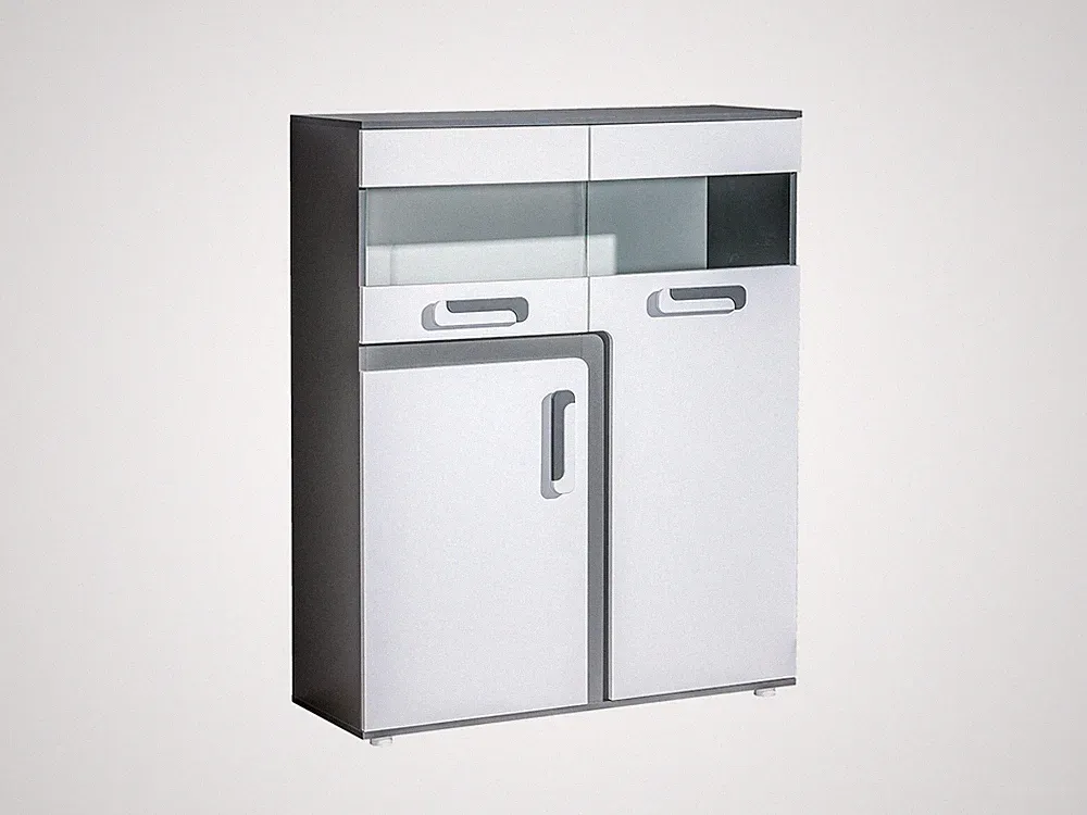 Vitrine APETITO 16 Schrank Vitrinenschrank mit Tür und 4 Schubladen