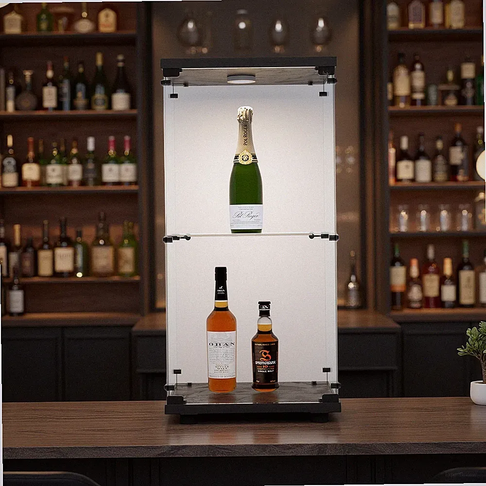 Vitrine aus Glas mit LED, Möbel Vitrine aus Glas mit Schloss und 1 Türen
