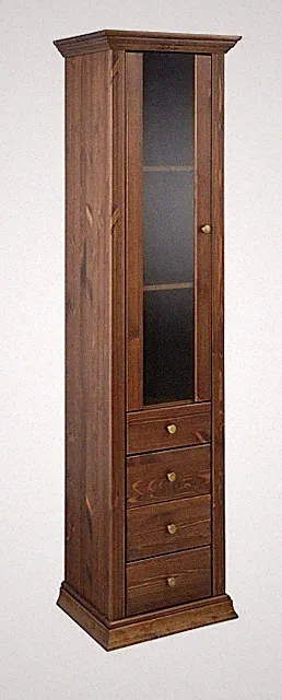 Vitrine aus Kiefernholz kolonialfarben lackiert Schrank