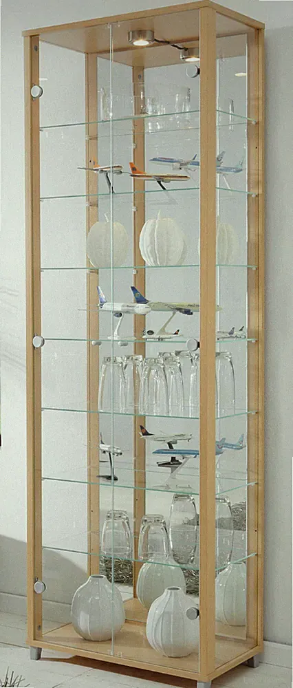 Vitrine Ausstellungsvitrine Glasvitrine Sammlervitrine Spiegel Beleuchtung