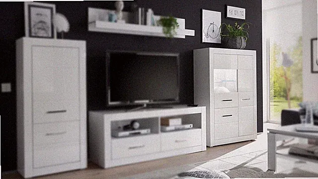 Vitrine Bianco Glasvitrine Standvitrine Highboard Schrank in weiß Hochglanz