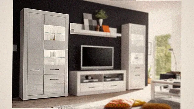 Vitrine Bianco Standvitrine Glasvitrine Buffet Schrank in weiß Hochglanz