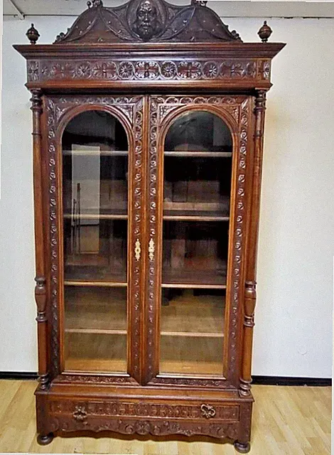 Vitrine Bibolotheksschrank Bücherschrank Herrenzimmer Antik ca. 1900 Jh.