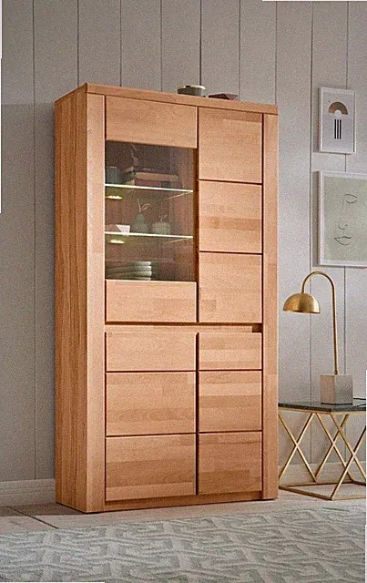 Vitrine Burani Home affaire Kernbuche Teilmassiv Höhe 170cm Regal Schrank
