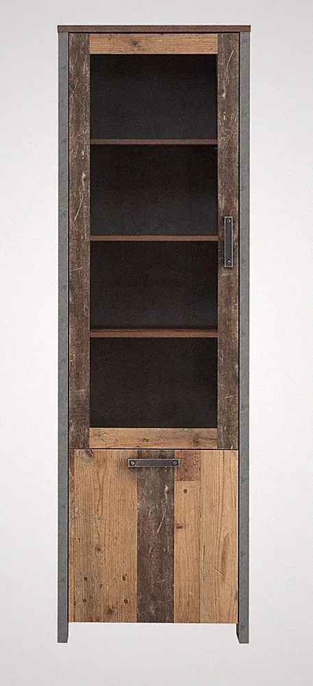 Vitrine CLIF 2-trg. Optik: Old Wood Vintage von Forte