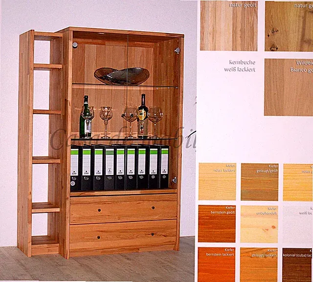 Vitrine CONTRA 113x161x46/33cm Massivholz