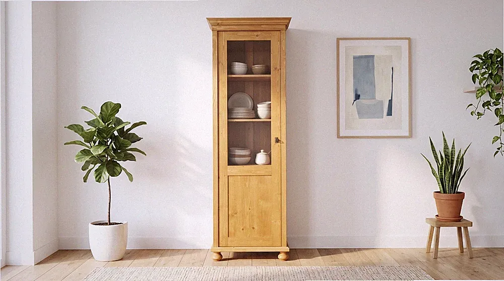 Vitrine, Glas-Schrank, Geschirrschrank im Vintage Landhaus Shabby-Chic-Stil