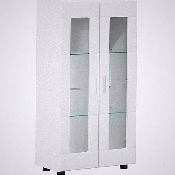 Vitrine Glasschrank Sideboard Wohnzimmer Weiß 55,5x29x100 Cm Spanplatte