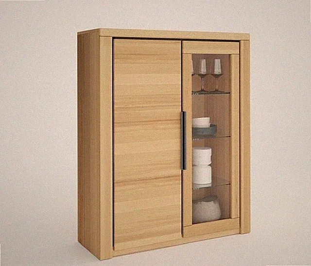 Vitrine Highboard Brest Kernbuche geölt Teilmassiv Höhe 141cm Breite 108cm Regal