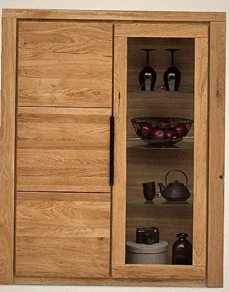 Vitrine Highboard Greta Wildeiche geölt Teilmassiv Höhe 141cm Breite 108cm Regal