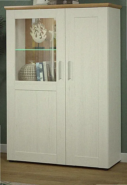 Vitrine Highboard weiß Holz Pinie Eiche Artisan Landhaus Wohnzimmer 95 cm Shade