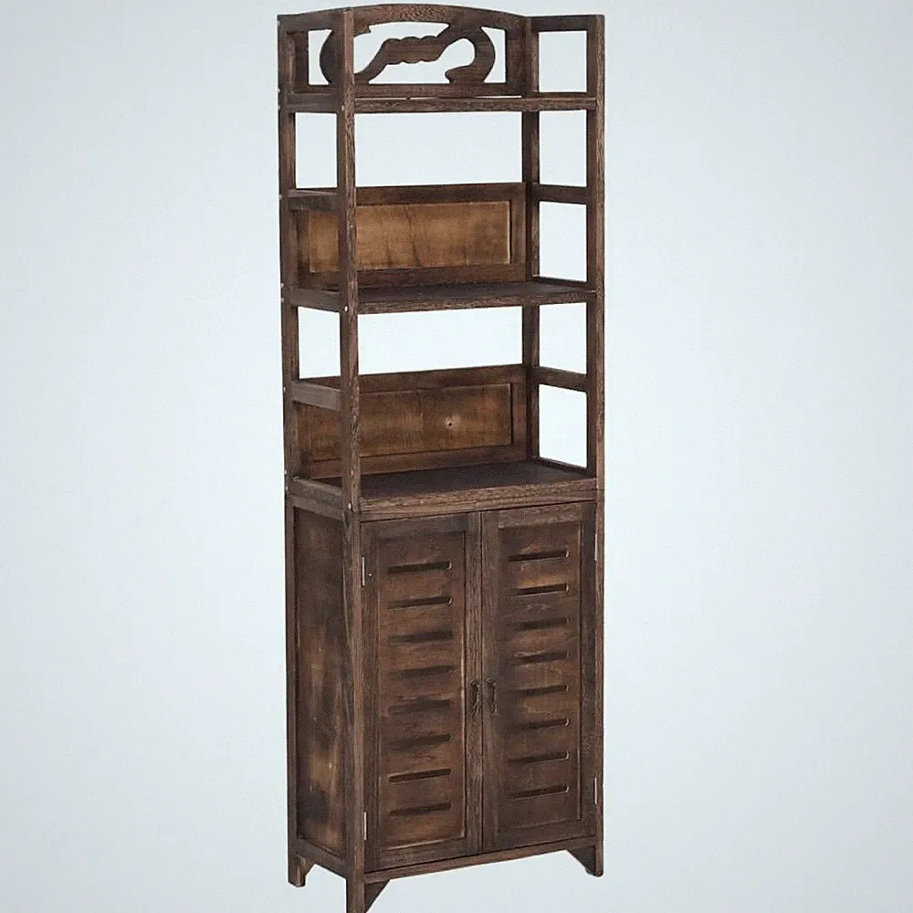 Vitrine Hochschrank Regalschrank Massivholz Paulownia 46x24x140 cm Braun
