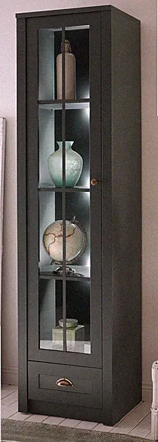 Vitrine in grün Landhaus Wohn- und Esszimmer Vitrinenschrank 50 x 197 cm Forres