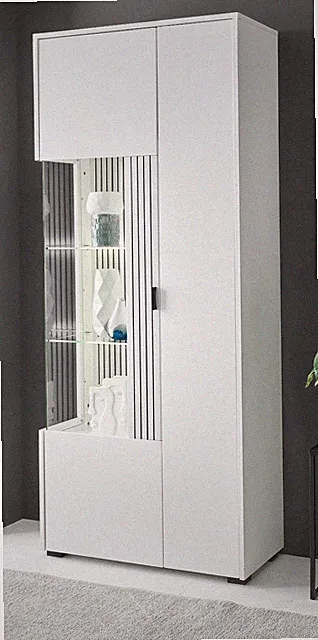 Vitrine in weiß matt Wohn- und Esszimmer Vitrinenschrank 75 x 180 cm Merced