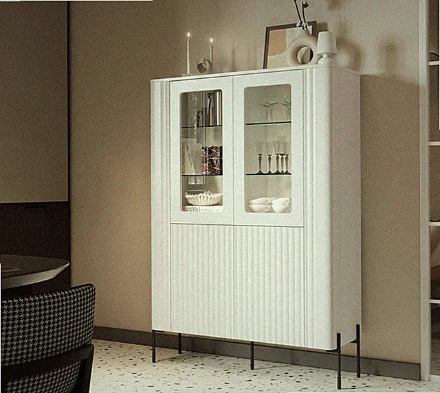 Vitrine Jarelin 110 mit Sideboard Wohnzimmer Kommode Praktisch Glasvitrine