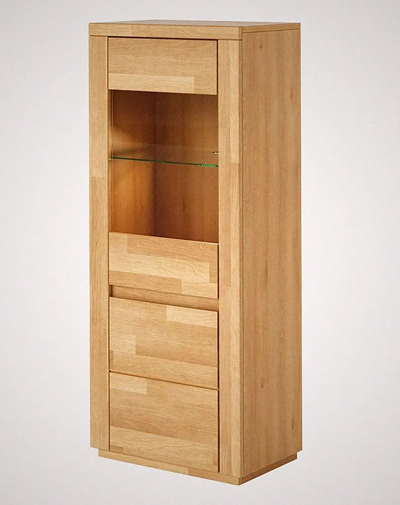Vitrine Kernbuche 60 cm Massivholz-Front Glastür Highboard geölt