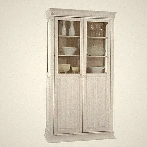 Vitrine Kiefer massiv weiß Landhausstil Boston