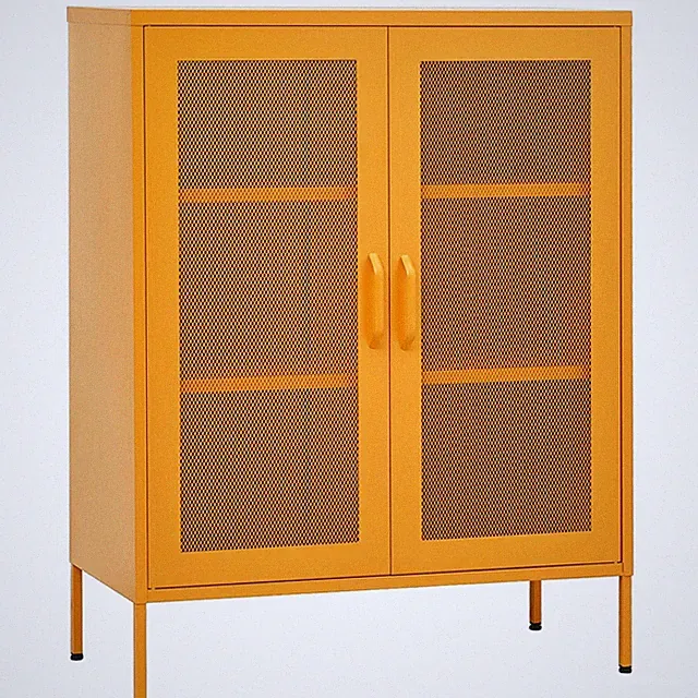 Vitrine Lagerschrank Senfgelb 80x35x1015 Cm Aus Stahl Für Robusten Stauraum