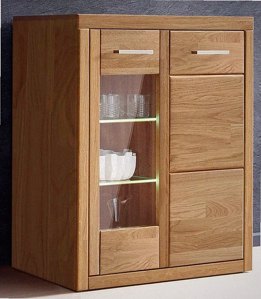 Vitrine Logo Sideboard Eiche Teilmassiv B.90cm Highboard Kommode Home Affaire