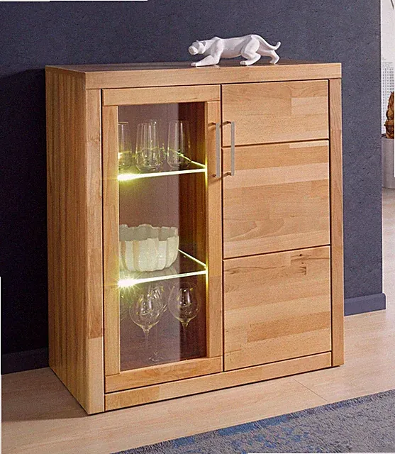 Vitrine Logo Sideboard Kernbuche Teilmassiv B.90cm Otto Home Highboard Kommode