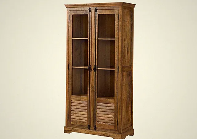 Vitrine Mango 100x45x190 dunkelbraun geölt RODEZ #152