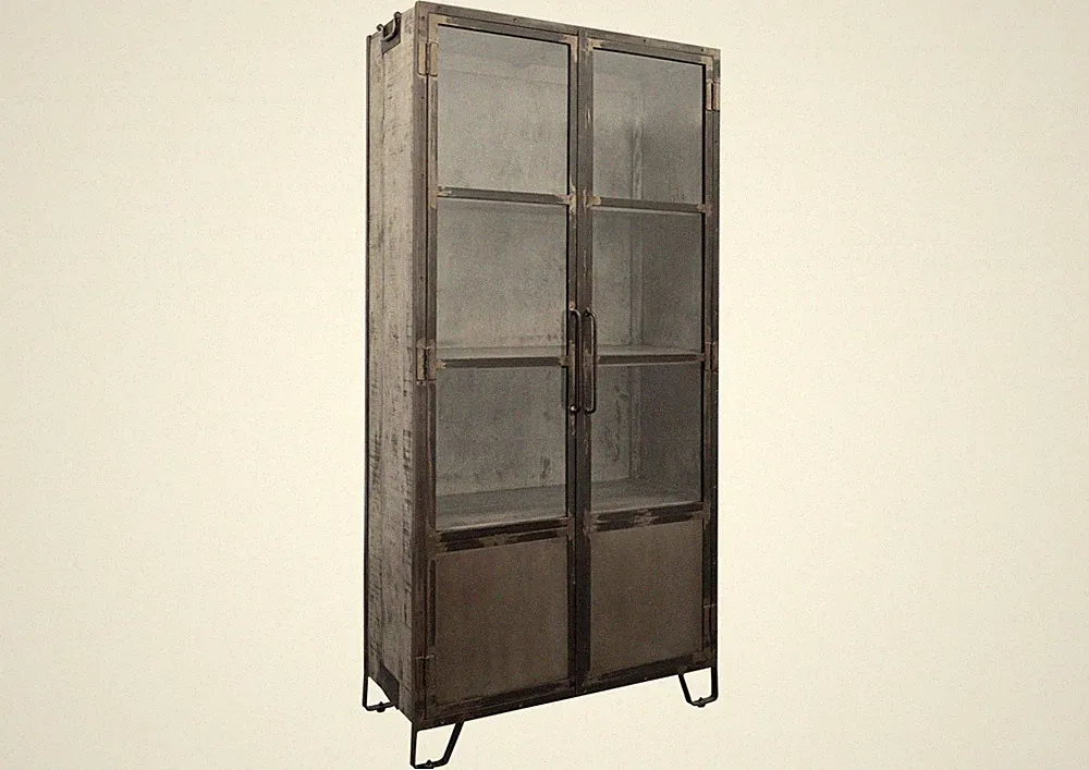 Vitrine Mango 90x40x190 natur lackiert Eisen HEAVY INDUSTRY #123