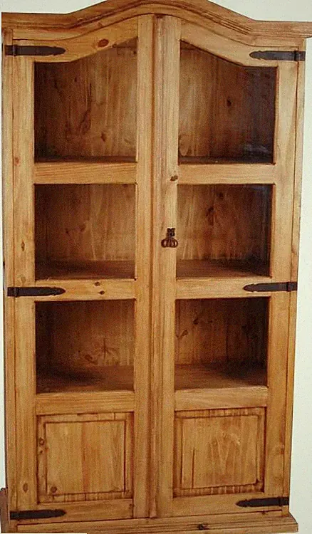 Vitrine Mexico Möbel 107x190x45 cm Landhausstil Glas Massivholz Pinie Honig