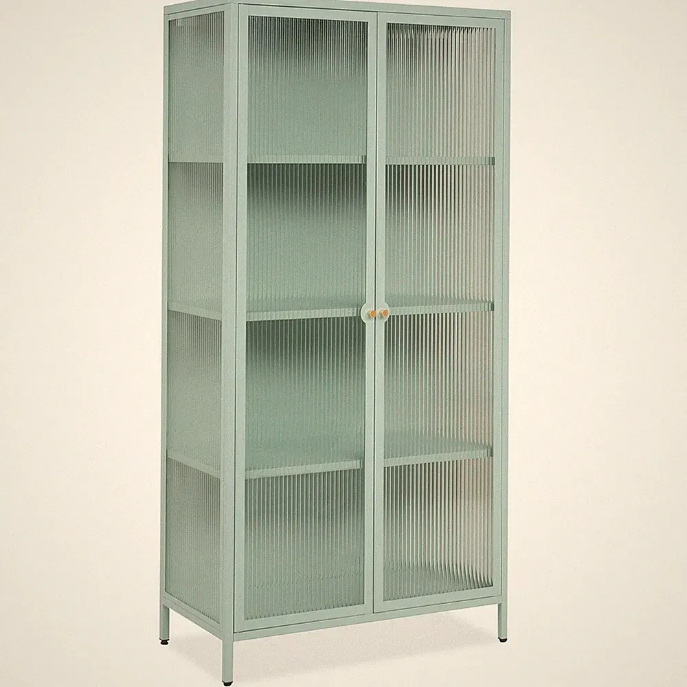 Vitrine MILTON - mintgrün - 160 cm