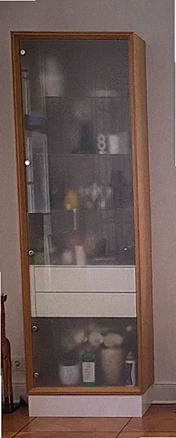 Vitrine mit Glastür Beleuchtung 2 Schubladen BxHxT: 77x248x41 cm Vitrinenschrank