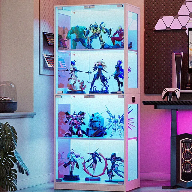 Vitrine mit LED Beleuchtung,Vitrine mit Menschlicher Sensor,Regal mit türen,weiß