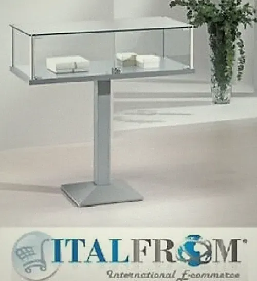 Vitrine mit Sockel H103x101x51cm Glasvitrine Theca Bar Möbel Italfrom 1/PF
